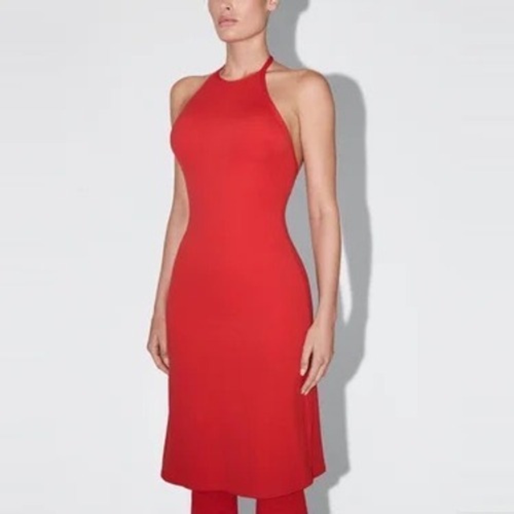 Khy Kylie Jenner Low Back Halter Neck Tunic Red PK24-5049-F023-AURR-XL